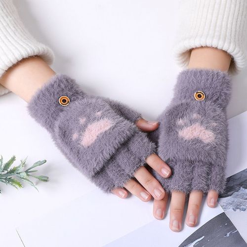 Gants De Vison À Griffes Pour Femmes, Mitaines À Rabat Sans Doigts, En Laine Chaude, Pour Écran Tactile, En Tricot Pour Hommes