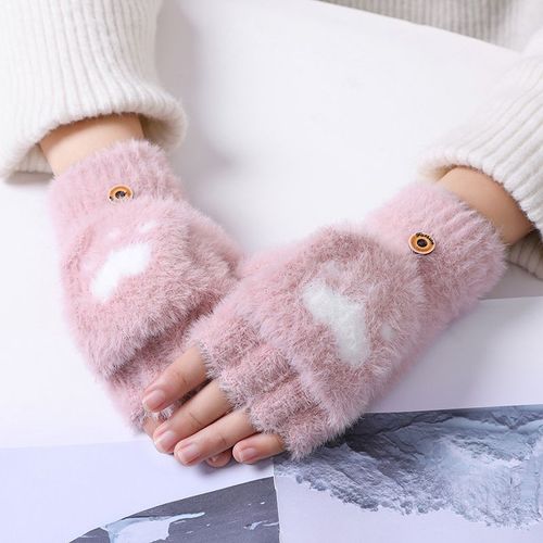 Gants De Vison À Griffes Pour Femmes, Mitaines À Rabat Sans Doigts, En Laine Chaude, Pour Écran Tactile, En Tricot Pour Hommes