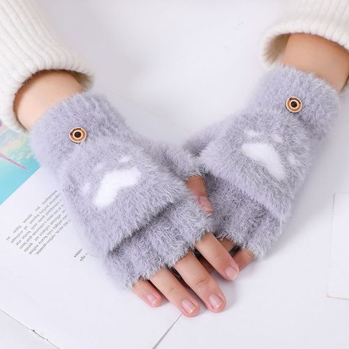 Gants De Vison À Griffes Pour Femmes, Mitaines À Rabat Sans Doigts, En Laine Chaude, Pour Écran Tactile, En Tricot Pour Hommes
