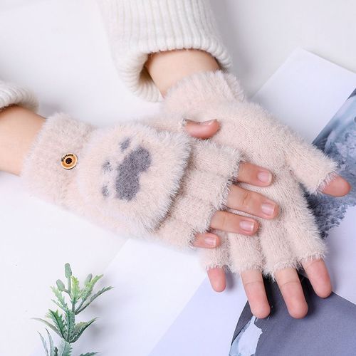 Gants De Vison À Griffes Pour Femmes, Mitaines À Rabat Sans Doigts, En Laine Chaude, Pour Écran Tactile, En Tricot Pour Hommes