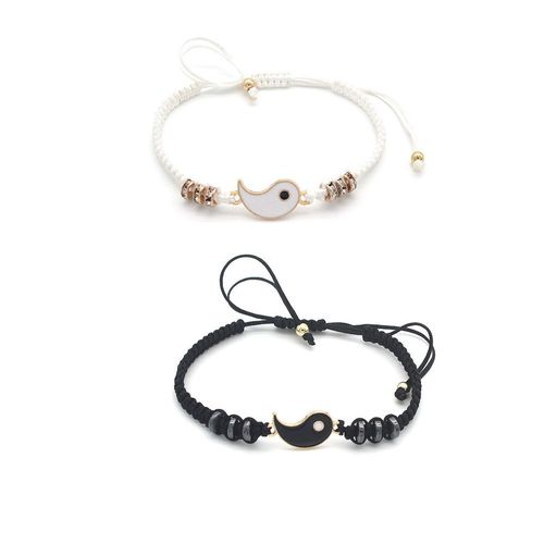 Bracelets Et Colliers De Couple Chinois Tai Chi Fengshui, Porte-Bonheur, Cordon En Cuir Tressé, Pendentif En Alliage, Bracelet Tissé, Cadeau