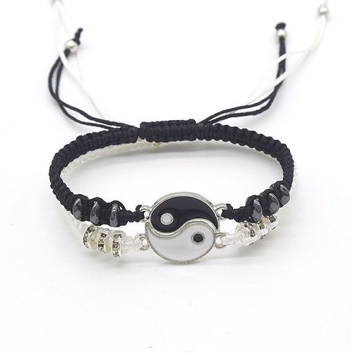 Bracelets Et Colliers De Couple Chinois Tai Chi Fengshui, Porte-Bonheur, Cordon En Cuir Tressé, Pendentif En Alliage, Bracelet Tissé, Cadeau