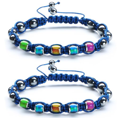 Bracelets Magnétiques En Hématite Pour Femmes Et Hommes, Bracelet Tressé Perlé Thermochromique, Bijoux De Soins De Santé, Aimant De Couple, Perte De Poids