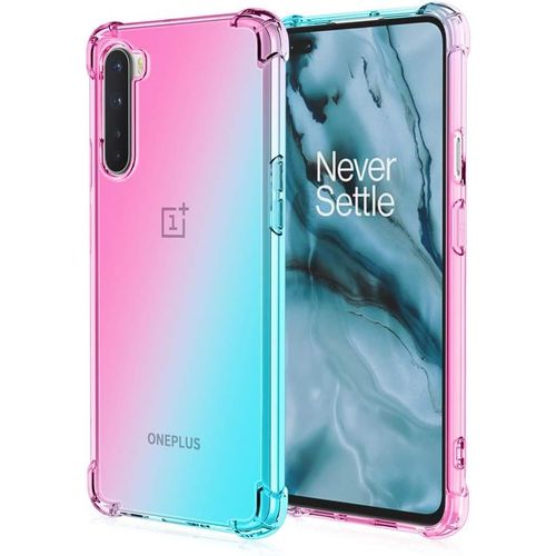 Souple Coque Pour Oneplus Nord/Oneplus 8 Nord 5g Etui Dégradé De Couleur Transparent Tpu Renfort D'angle Transparente Protection Antichoc Housse Rose/Vert