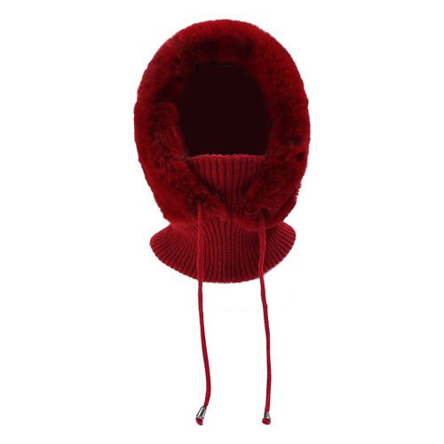 Chapeau De Ski En Peluche Tricoté Pour Femme, Cache-Visage Complet, Écharpe, Cyclisme En Plein Air, Cagoule Chaude Et Épaisse, Couvre-Cou, À Pompon