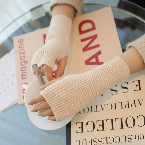 Gants Demi-Doigt Unisexe, À La Mode, En Laine Douce Et Chaude, Pour Femmes, Manches Courtes, Sans Doigts, Hiver