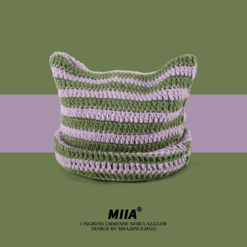Bonnets Japonais À Rayures Pour Femmes, Petit Diable, Oreilles De Chat Mignonnes, Casquette En Laine Tricotée, Pull Pointu D'hiver Pour Filles, Chapeaux D'halloween