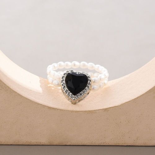 Bague Ouverte En Cristal Rose Coeur Pour Femme, Mariage, Matiques Double Perle, Bijoux Vintage De Luxe, 2022