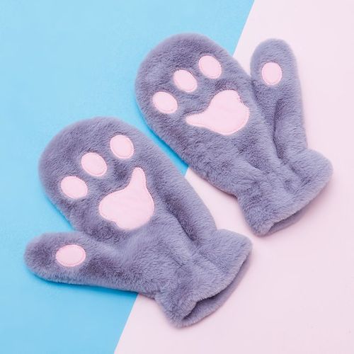 Gants De Cosplay En Peluche Pour Femmes Et Filles, Patte De Chat En Peluche Pour Dames, Fausse Fourrure Chaude D'hiver, Chaton Mignon, Tous Les Doigts