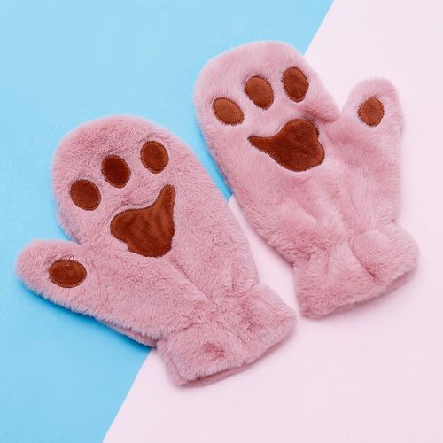 Gants De Cosplay En Peluche Pour Femmes Et Filles, Patte De Chat En Peluche Pour Dames, Fausse Fourrure Chaude D'hiver, Chaton Mignon, Tous Les Doigts