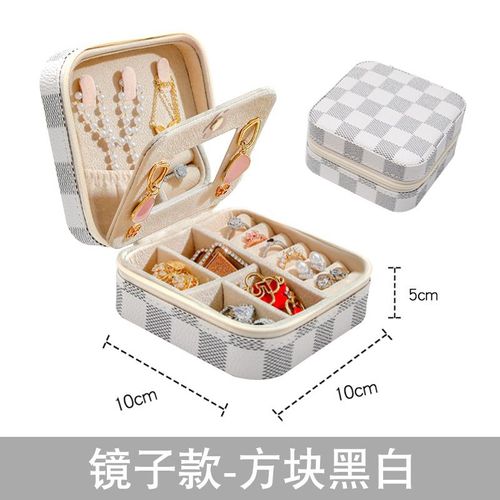 Mini Boîte À Bijoux En Cuir Pu Avec Fermeture Éclair, Organisateur De Bijoux De Voyage, Boucles D'oreilles Portables, Collier, Bague, Boîte À Bijoux