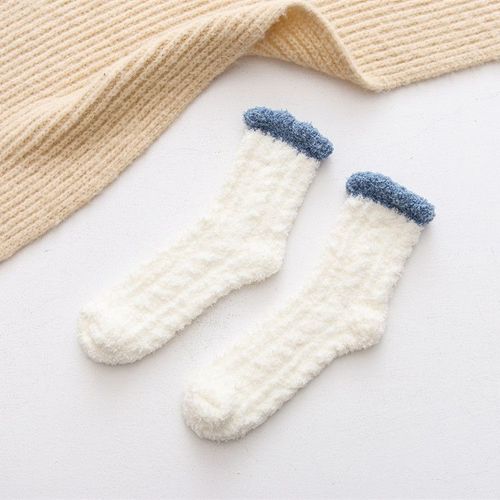 Chaussettes Chaudes Et Moelleuses Pour Femmes, Mignonnes Et Souples En Velours De Corail Élastique, Accessoires De Sol Pour La Maison, Pantoufles De Lit Respirantes