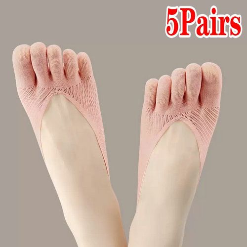 Chaussettes D'été À Cinq Doigts Pour Femmes, 5 Paires, Ultra-Fines, Élastiques, Invisibles, Respirantes, Anti-Frottements