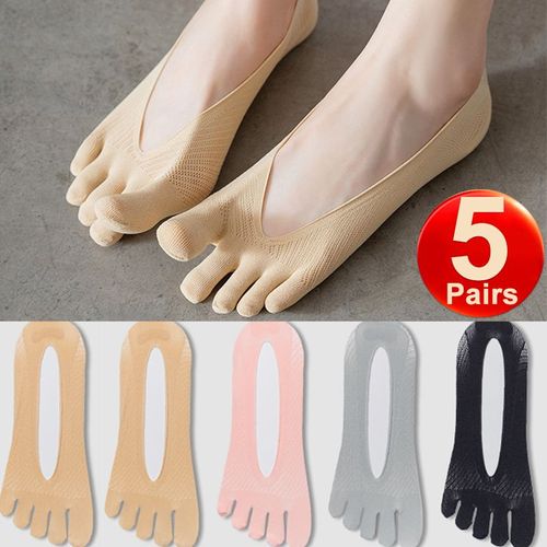 Chaussettes D'été À Cinq Doigts Pour Femmes, 5 Paires, Ultra-Fines, Élastiques, Invisibles, Respirantes, Anti-Frottements