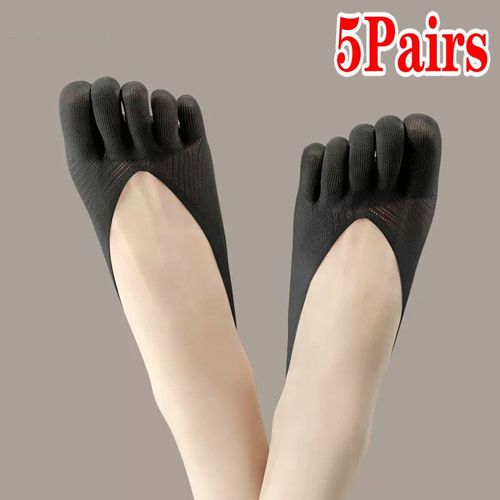 Chaussettes D'été À Cinq Doigts Pour Femmes, 5 Paires, Ultra-Fines, Élastiques, Invisibles, Respirantes, Anti-Frottements