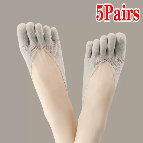 Chaussettes D'été À Cinq Doigts Pour Femmes, 5 Paires, Ultra-Fines, Élastiques, Invisibles, Respirantes, Anti-Frottements
