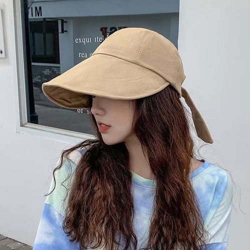 Chapeau De Soleil À Large Bord Pour Femmes, Portable, Pliable, Pour La Plage, Anti-Uv, Avec Visière Ajustable