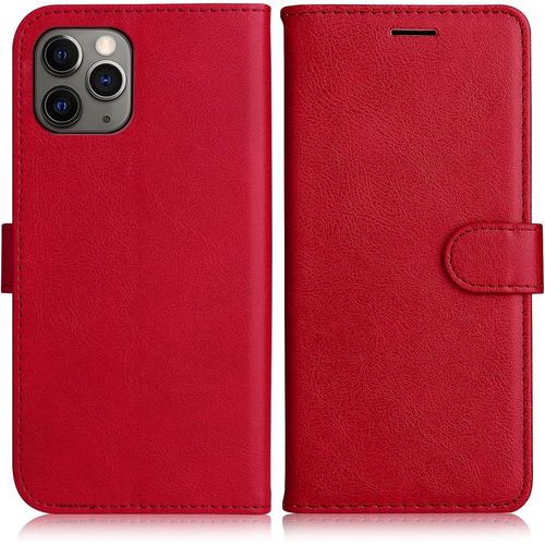Coque Pour Iphone 11 Pro Max, Pu En Cuir Coque Portefeuille Étui Housse, Design Classique Tpu Coque Pour Iphone 11 Pro Max, Rouge