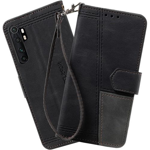 Coque Pour Xiaomi Mi Note 10 Lite, Portefeuille Housse En Cuir Pu Pour Xiaomi Mi Note 10 Lite, Magnétique Antichoc Flip Coque, Noir