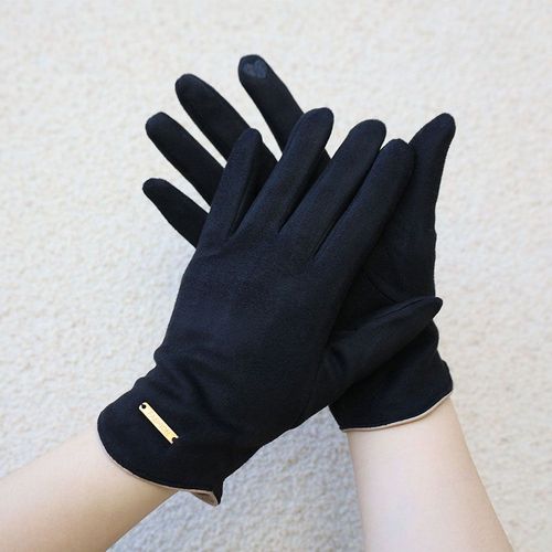 Gants Chauds En Daim Pour Femme, Écran Tactile, Velours À L'intérieur, Document Solide, Épais, Doigt Complet, Extérieur, Cyclisme, Conduite, Mode, Hiver