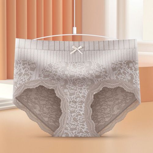 Sous-Vêtements Sculptant Le Corps À Haute Élasticité Pour Femmes, Culotte D'entrejambe En Coton Confortable Et Respirant Avec N¿Ud En Dentelle, Taille Haute