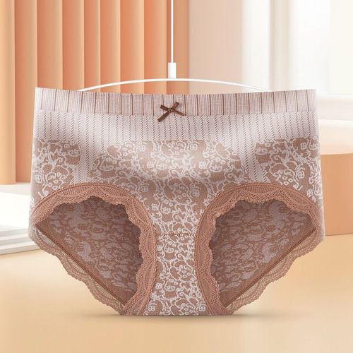 Sous-Vêtements Sculptant Le Corps À Haute Élasticité Pour Femmes, Culotte D'entrejambe En Coton Confortable Et Respirant Avec N¿Ud En Dentelle, Taille Haute