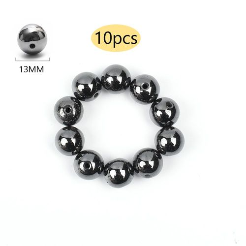 Perles En Pierre D'hématite Naturelle, Rondes Et Magnétiques, Pour Bijoux, Breloques De Bricolage, Bracelet, Collier, Accessoires, 75/30/10 Pièces