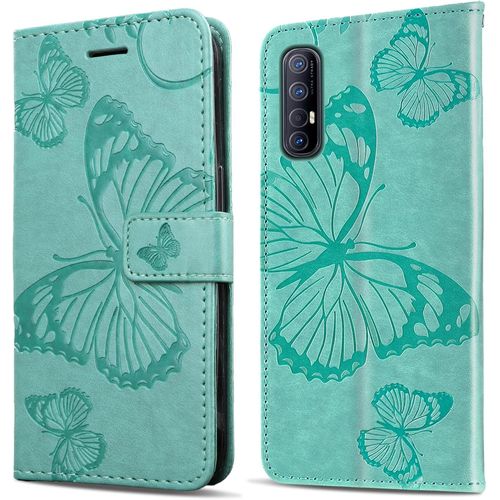 Coque Pour Oppo Find X2 Neo/Oppo Reno 3 Pro 5g, Papillon Imprimé Housse En Cuir Pu Magnétique Portefeuille, Étui À Rabat Pour Oppo Find X2 Neo/Oppo Reno 3 Pro 5g, Vert