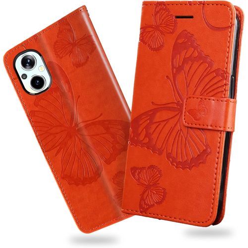 Coque Pour Oppo Reno 8 Lite 5g / Oppo A96 5g, Papillon Imprimé Housse En Cuir Pu Magnétique Portefeuille, Étui À Rabat Pour Oppo Reno 8 Lite 5g / Oppo Reno 7 Lite 5g / Oppo A96 5g, Orange