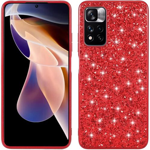 Glitter Case Coque Pour Xiaomi Redmi Note 10s,Rouge Souple Doux Silicone Galvanoplastie Cadre Mince Coque Housse Couverture Étui De Protection Rigide Cover