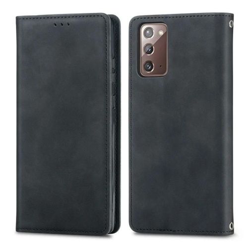 Étui En Cuir Samsung Galaxy Note20-Rabat Magnétique,Fentes Pour Cartes,Portefeuille,Cadre Photo Noir