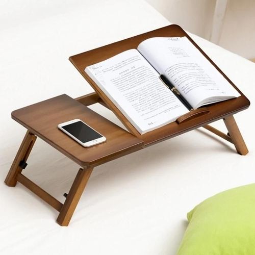 Bureau Pour Ordinateur Portable Pliable Réglable En Hauteur-Bambou,Couleur Thé Classique,64cm