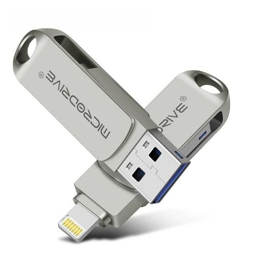 Clé USB portable en métal de 128 Go-2-en-1 8 broches + USB 2.0-