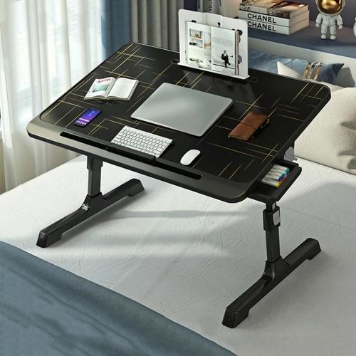 Bureau D'ordinateur Pliable Relevable Avec Tiroir Et Étagère-