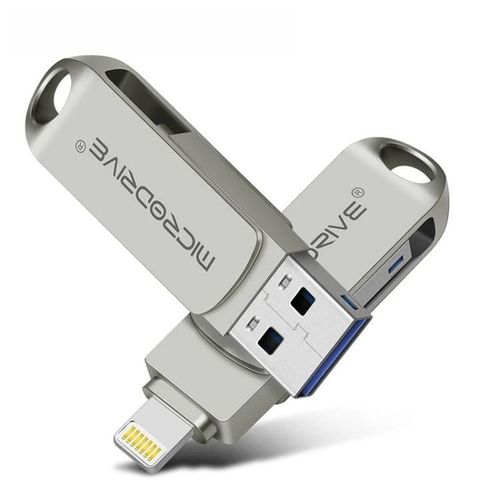 Clé USB portable en métal de 256 Go-2-en-1 8 broches et USB 2.0-
