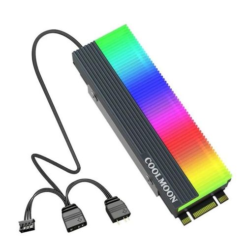 COOLMOON CM-M2A M.2 2280 Refroidisseur de disque dur 5V ARGB Dissipateur thermique Gris