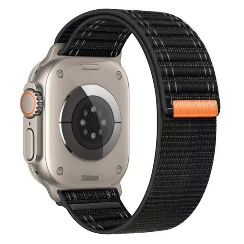 Sea Wave Nylon Crochet Et Boucle Attache Montre Bande Pour Apple Watch Series 8 41mm Noir