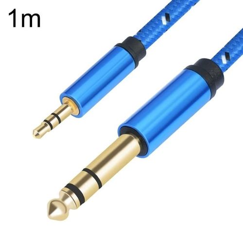 3662-3662BK Câble audio amplificateur stéréo 3,5 mm mâle à 6,35 mm mâle,longueur : 1m 1m bleu