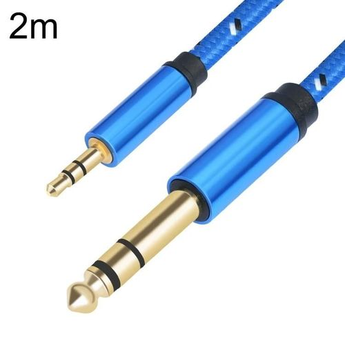 3662-3662BK Câble audio amplificateur stéréo 3,5 mm mâle à 6,35 mm mâle,longueur : 2 m 2 m bleu
