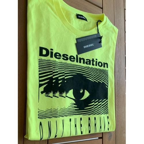 Tee Shirt Diesel Homme Neuf Avec Étiquettes Jaune Taille L