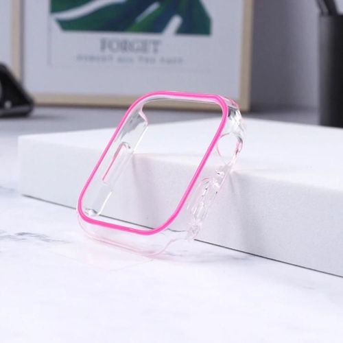 Boîtier De Montre Pc Coloré Creux Lumineux Pour Apple Watch Series 8/7 41mm-Rose Rose