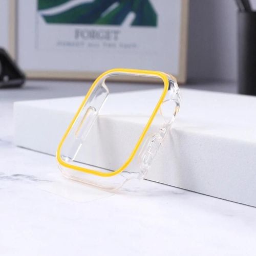 Boîtier De Montre Pc Creux Lumineux Pour Apple Watch Series 8/7 45mm-Jaune Jaune