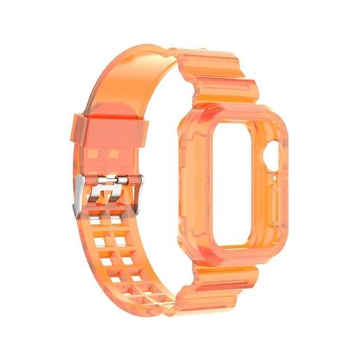 Bracelet De Montre En Silicone Pour Apple Watch Series 8/7/Se/6/5/4/3/2/1-Orange Transparent,45mm/44mm/42mm Orange Transparent