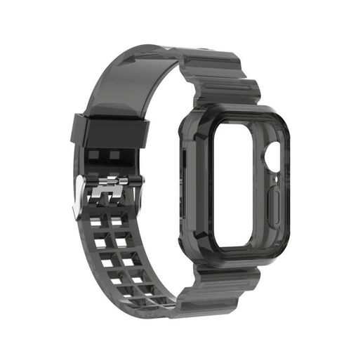 Bracelet De Montre En Silicone Pour Apple Watch Series 8/7/Se/6/5/4/3/2/1-Noir Transparent Noir Transparent