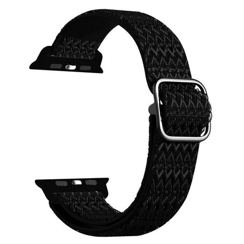 Bracelet De Montre Élastique Réglable Pour Apple Watch Series 8/7/6/5/4/3/2/1-Texture Rhombique,Noir Noir