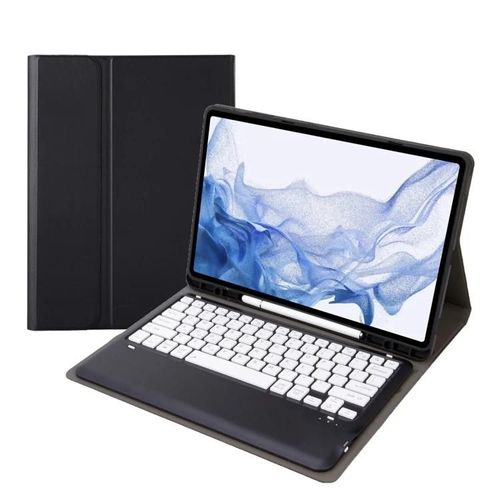 Clavier Bluetooth amovible pour Samsung Galaxy Tab S8+/S7+/S7 FE-Cuir,Noir Noir