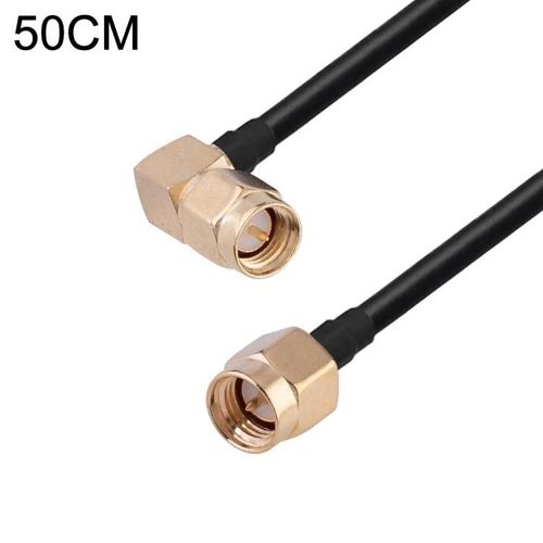 Câble adaptateur coude mâle SMA vers câble adaptateur coaxial mâle SMA-50cm RG174,
