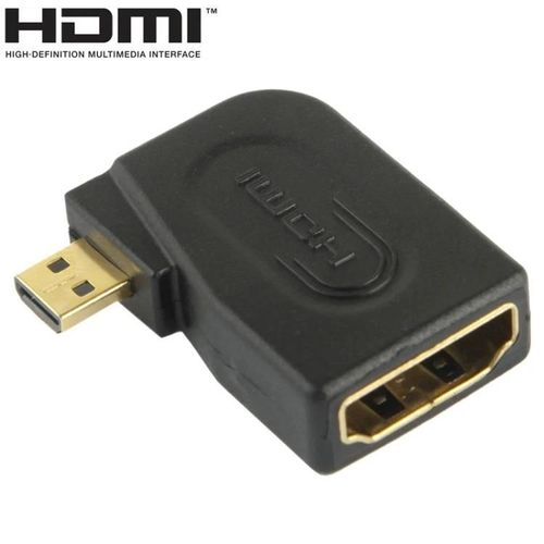 Adaptateur Micro HDMI vers HDMI-Plaqué Or,angle de 90 degrés,mâle vers femelle