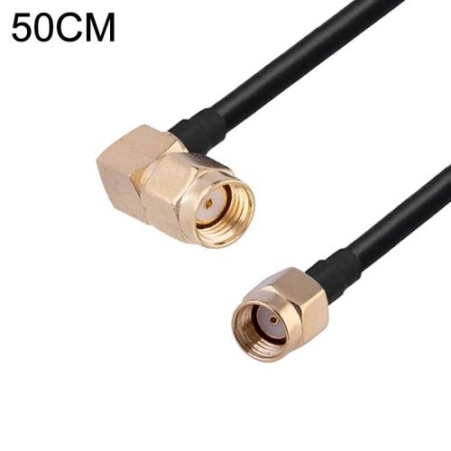 RP-SMA Coude mâle vers RP-SMA Câble adaptateur coaxial mâle-50cm,RG174