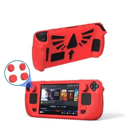 Étui De Protection Antidérapant En Silicone Steam Deck Avec Support-(Rouge) Rouge